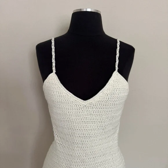 Tiger Mist Tory White Crochet Mini Dress Size Small - Picture 6 of 7